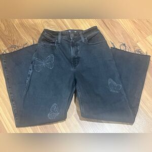 Black Butterfly Embroidered Women's Jeans